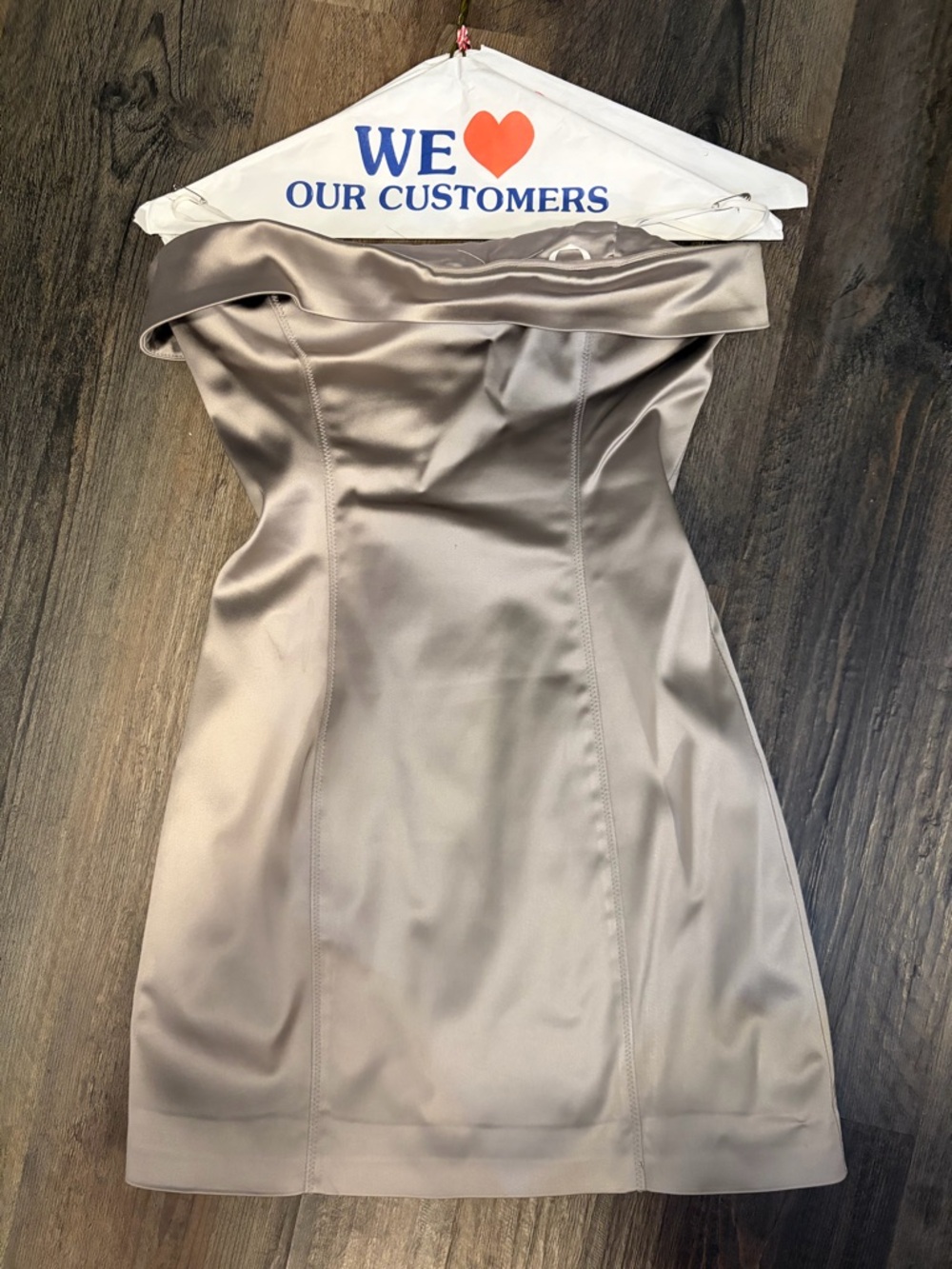 Gray Off-Shoulder satin Dress